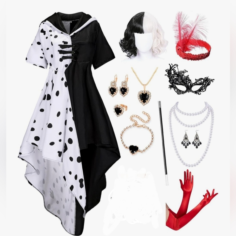 Cruella 12pc Cosplay/Costume Ensemble